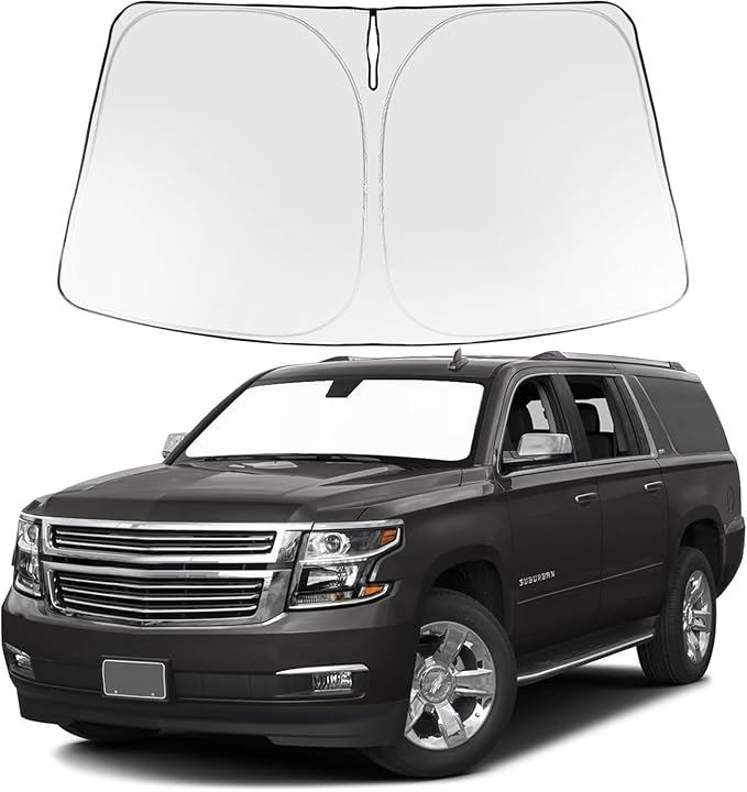 Proadsy 2025 Upgrade Windshield Sun Shade Custom Fit 2015-2020 Chevrolet Suburban Foldable Front Sunshade Protector Sun Visor Blocks UV Rays Keep Car Cooler