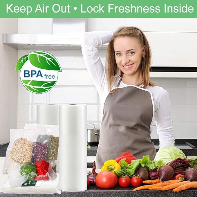 O2frepak 100 Count Vacuum Sealer Bags 50 of Each Size 50 Quart 8"X12"and 50 Gallon11"X16", BPA Free Sous Vide Seal a Meal Commercial Grade Vacuum Seal PreCut Combo Pack Bag