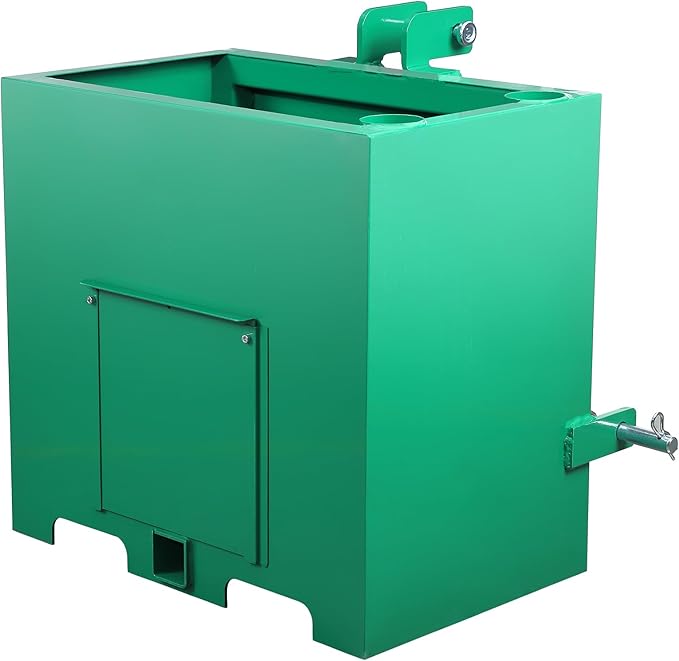 GAOMON 3 Point Ballast Box, 800lbs Capacity, Standard 2 inch Hitch Receiver,with 5cu.ft Volume, Heavy Duty Steel, Fits Category 1 Tractor Attachment, Green