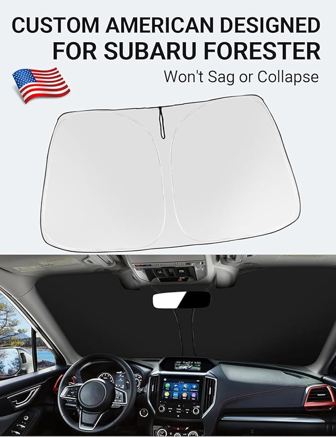 Proadsy Windshield Sun Shade for Subaru Forester 2019-2024 2025 4-Layer Front SUV, Crossover, Base, Premium, Sport, Limited Accessories Foldable Front Sunshade Protector Blocks UV Rays Keep Car Cooler