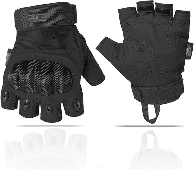 Glove Station- Fingerless Knuckle Tactical Gloves for Men - Motorcycle Gloves for Tactical Shooting, Airsoft, Hunting, Police Work and Hiking
