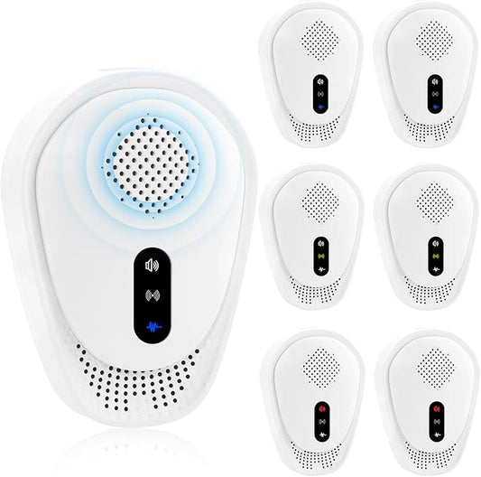 6 Pack Upgraded Ultrasonic Pest Control Repeller, Mouse Repellent Indoor for Spider Bug Roach Ant Mosquito Rat Mice Insect Deterrent, Mouse Rodent Repellent Ultrasonic Plug in, 3 Mode Switching, White