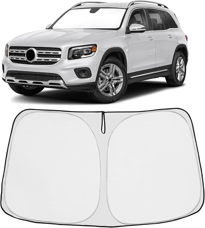 Proadsy 2025 Upgrade Windshield Sun Shade Custom Fit 2020-2023 2024 2025 Mercedes Benz GLB Foldable Front Sunshade Protector Sun Visor Blocks UV Rays Keep Car Cooler