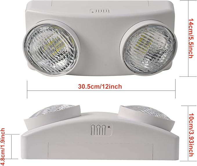 LED Emergency Light with 1.0 Meter Plug,LED Battery Backup Lighting Commercial Exit Light Fixtures for Business Home Office Night Power Failure Outage Safety UL-924 AC110V