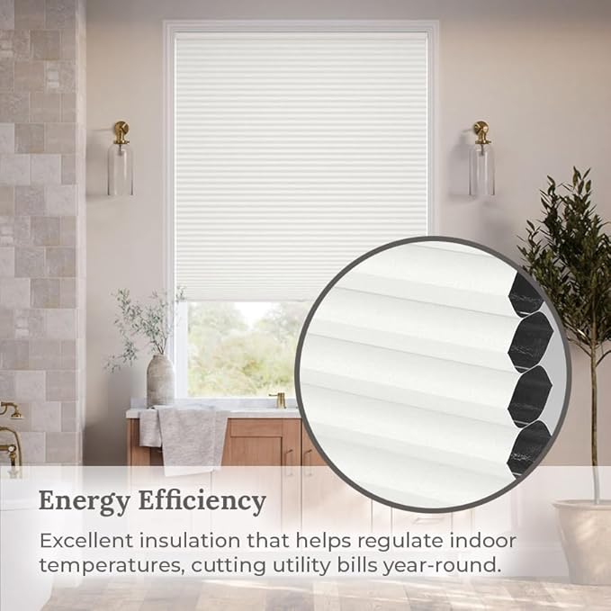 SelectBlinds Cordless Blackout Cellular Shades – No-Drill or Drill Mount – Maximum Darkness & Energy Efficiency – Any Size 13-84” W x 12-84” H, 4 Color Choices, Inside or Outside Mount (Ice Gray)