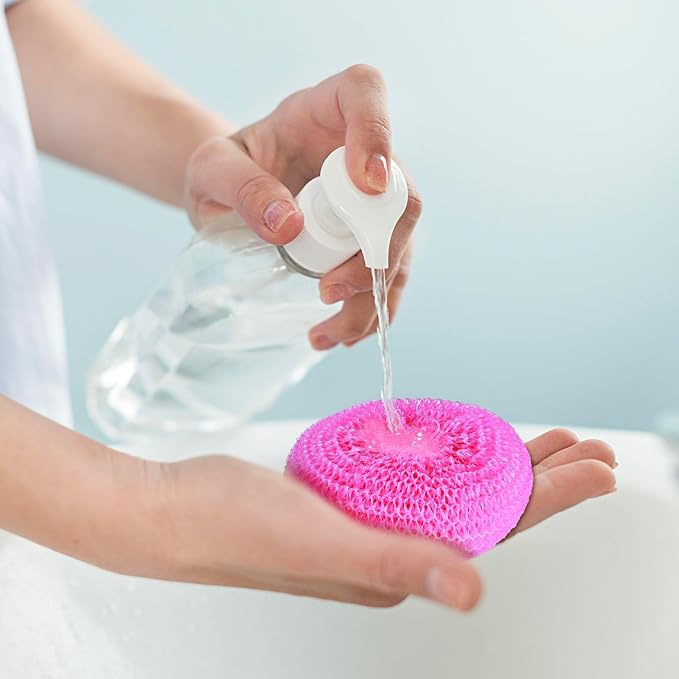 Plastic Dish Scrubbers for Dishes 15Pcs Plastic Pot Round Scrubber Scouring Pad Assorted Colors Nylon Non Scratch Dish Scrubber for Kitchen Cleaning