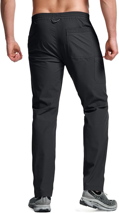 CQR Men's Lightweight Vent Hiking Pants, Water-Resistant & Breathable Sports Outdoor Athletic Pants with Elastic Waist