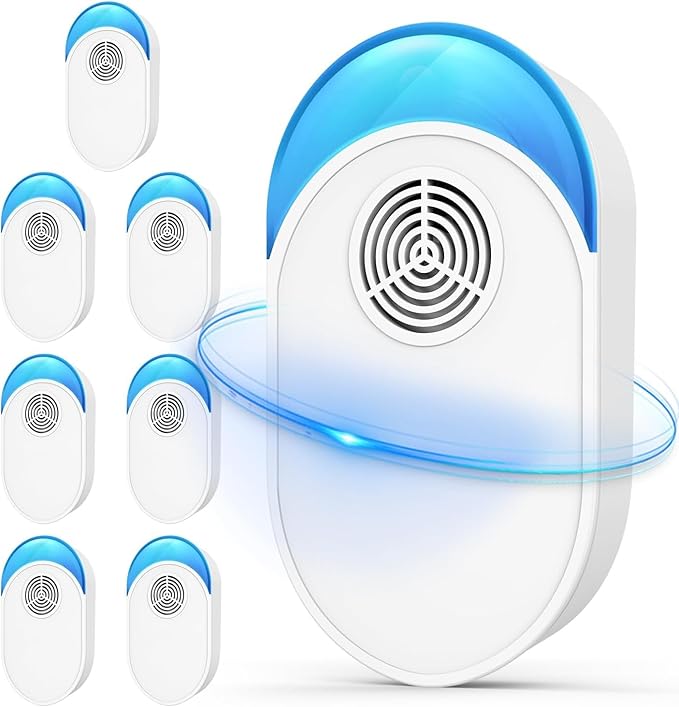 Upgraded Ultrasonic Repeller, Indoor Ultrasonic Repellent for Roach, Rodent, Mouse, Bugs, Ant, Mosquito, Mice, Spider, Electronic Plug in Pest Control (8)