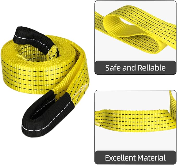 2 Pack 6' x 2" Lifting Sling Straps, 6 Feet Heavy Duty Lift Rigging Strap Tree Saver Recovery Securing Straps, Polyester Flat Towing Web Sling Winch Strap for Trailer, Hoist, Truck.