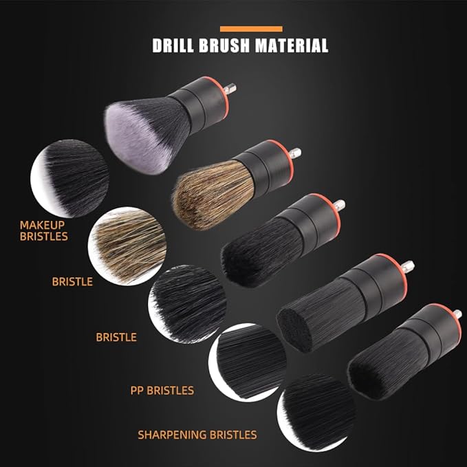SPTA 5Pcs Car Detail Drill Brush Attachment Head Set for Cleaning Interior or Exterior, Used on Electric Drill, Electric Driver