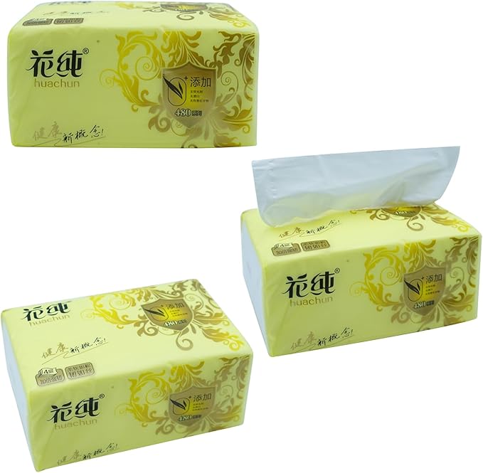 8 Packs Disposable Soft Facial Tissue, Napkin, Toilet Paper -Bag Cover NOT Box, Native Wood Pulp Fiber Material NOT COTTON, White Facial Paper Tissue, 4-Ply, 420 Sheets per Pack
