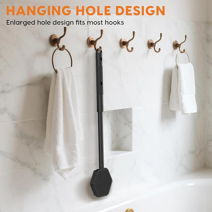 Back Scrubber for Shower, 24in Adjustable Handle Body Brush, Double Sided Shower Brush for Shower Exfoliating and Massage Can Produce Rich Foam, Long Handle Back Scrubber for Men （Circular）