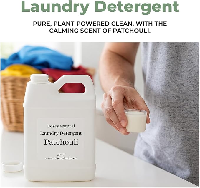 Patchouli Laundry Detergent, 32 oz, HE Compatible, Musky Patchouli Scented, Essential Oil, Hypoallergenic, Biodegradable, Made in the USA