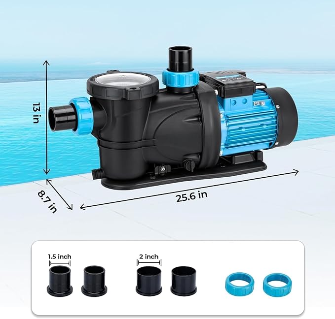 In/Above Ground Pool Pump, High Flow Powerful Self Priming Pool Pump, 2.2HP 6950 GPH 220V