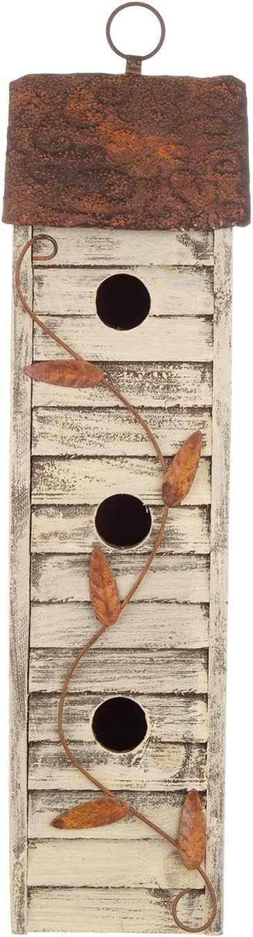 Glitzhome 18" H Wooden Bird House Three-Tier Hanging Distressed Garden Birdhouse