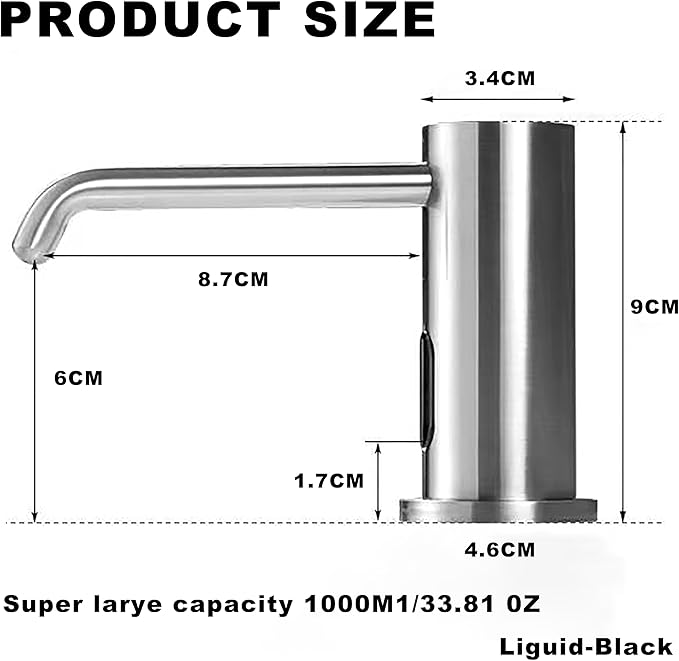Automatic Liquid Soap Dispenser Touchless for Bathroom and Kitchen with 33.81oz/1000ml Upgraded Infrared Sensors Built in Sink Soap Dispenser for Smart Home