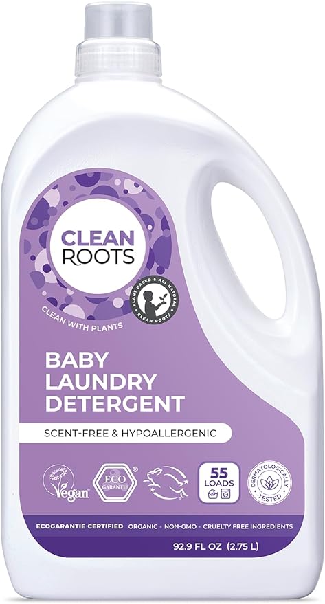 Baby Laundry Detergent, EcoGarantie Certified 100% Organic & Natural, Scent-Free & Hypoallergenic, Dermatologically Tested & Approved - 55 Loads, 92.9 fl. oz (2.75 L)