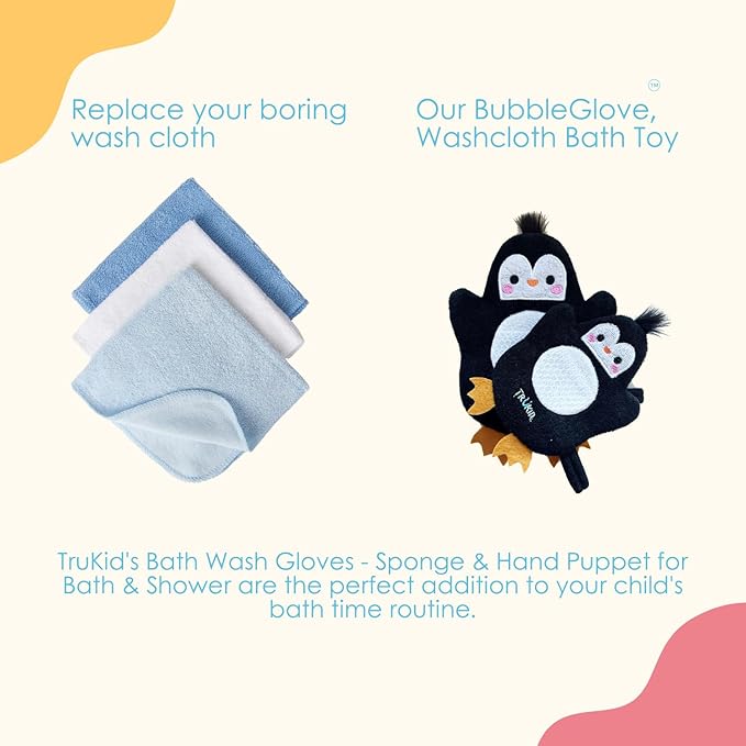 TruKid Eucalyptus Bubble Podz & BubbleGlove Set – Bubble Bath Pods and 2 Wash Gloves for Sensitive Skin