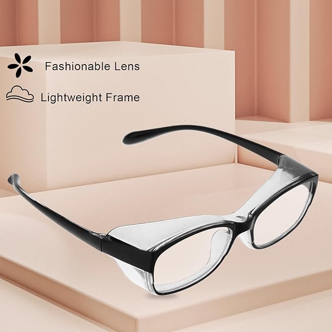 3 Pack Safety Glasses Nurses Goggles Anti Fog Protective Eyewear Square Clear Stylish Lab Goggles Scratch Side Shields Eyewear Light Eye Glasses for Women Men Adults Essentials