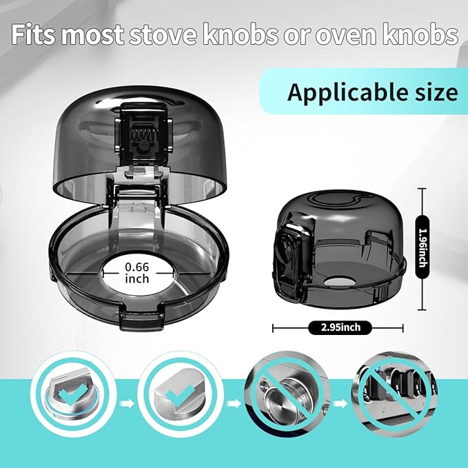 Stove knob Safety Covers (5-Pack) - Child Proof Gas Stove Knob Locks, Baby Proofing Safety Covers for Gas Stoves & Ovens, Heat Resistant & Durable, Easy to Install, Black