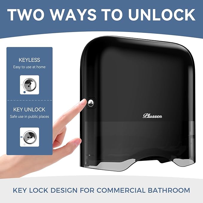 Commercial Paper Towel Dispenser Wall Mount Adhesive 250+ Multifold Trifold c-Fold Folded Hand Towel Dispenser for Bathroom 12" L x 3.8" W x 11.9" H