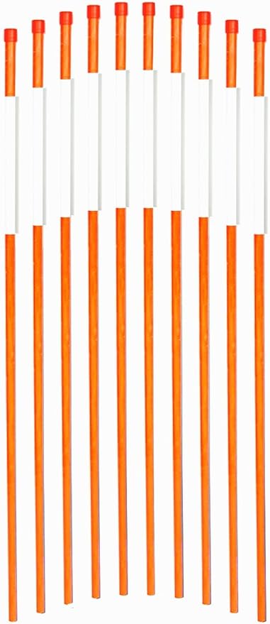 Fibermarker Reflective Driveway Markers 72-Inch Orange 20-Pack 5/16-Inch Dia Solid Snow Poles Snow Markers