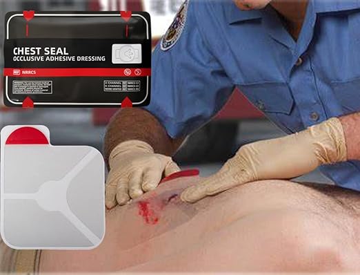 Bleeding Control Pack Feat Med Trauma Kit, Includes Vented Chest Seal x2, Israeli Bandagex2, Adhesive Wound Dressing x5, Emergency Blanket, Bandages, Shears (11 Items)
