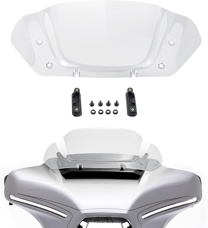 WYNMOTO Clear 10"Wave Windshield Windscreen Wind Splitter Fit for Harley Davidson CVO Street Glide FLHXSE 2023-2024, Street Glide FLHX 2024-up (Clear)
