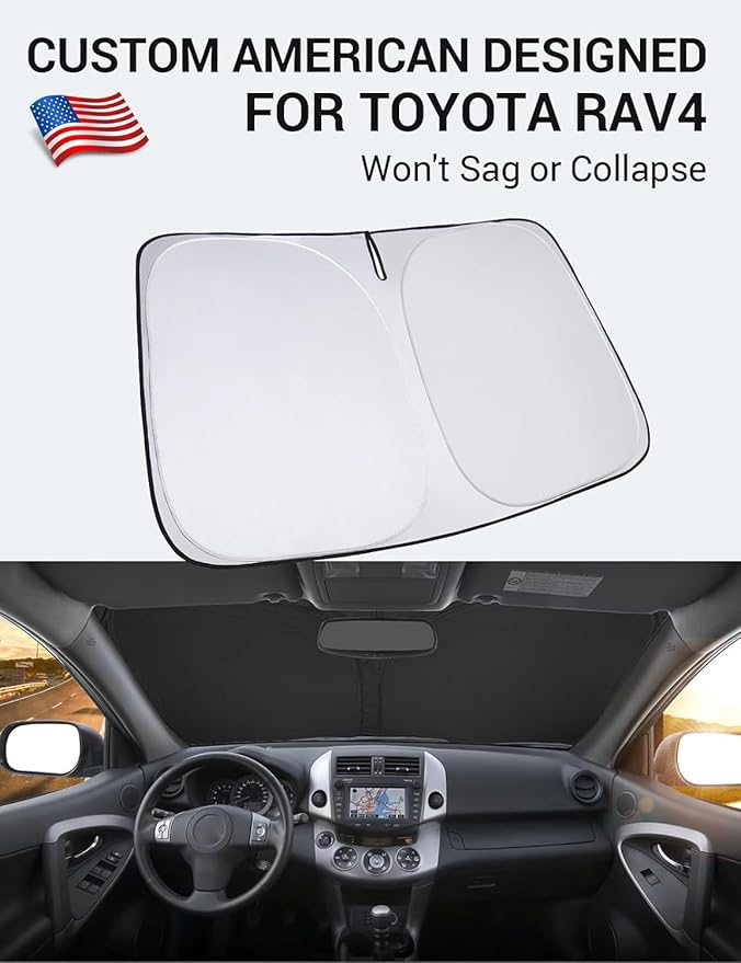 Proadsy Front Windshield Sun Shade Foldable Sunshade Protector Custom Fit 2006-2012 Toyota RAV4 SUV Crossover, LE XLE Premium Limited XSE Hybrid Adventure Accessories 2025 Upgrade