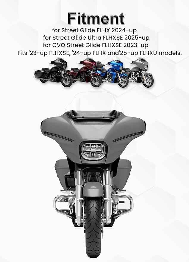 10" Wave Windshield Windscreen Wind Splitter Compatible with Harley Davidson Touring CVO Street Glide FLHXSE 2023-up,Street Glide FLHX 2024-up & FLXHU 2025-up (Clear)