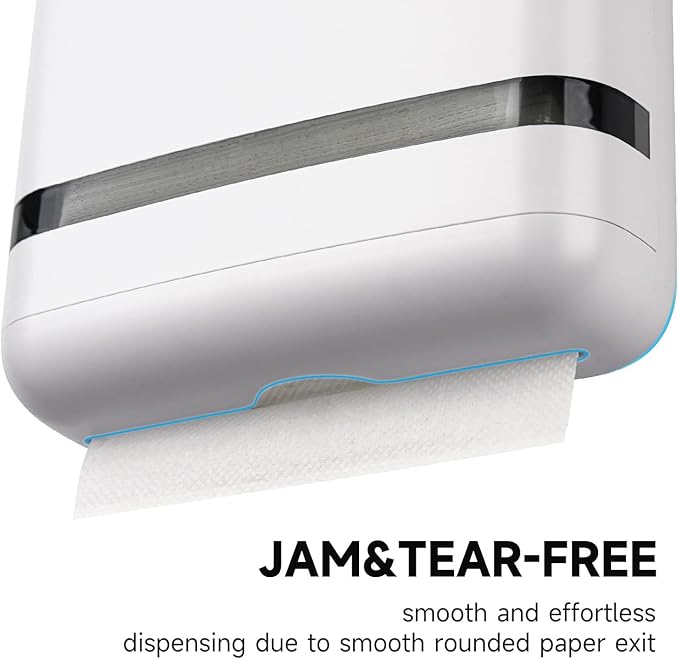 AIKE 400 Sheets Multifold Paper Towel Dispenser Wall Mount for Commercial with Lock Large Capacity, White (Folded Size 9.0" x 3.5" Or Smaller)
