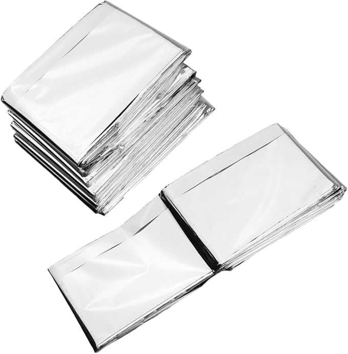 5pcs Emergency Survival Blanket Silver Reflective Insulated Rescue Blankets for Outdoor Camping Hiking First Aid Warmth Retention
