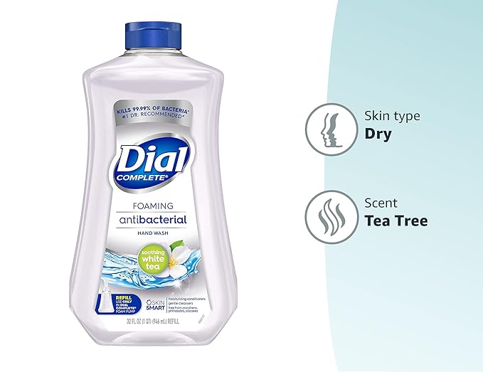 Dial Complete Antibacterial Foaming Hand Soap Refill, Soothing White Tea, 32 fl oz