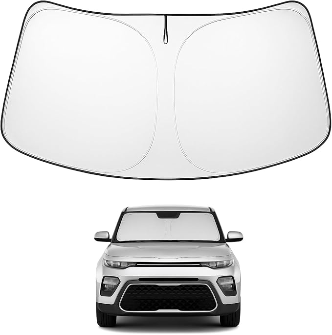 Proadsy 2025 Upgrade Windshield Sun Shade Custom Fit Kia Soul 2020-2024 2025 4-Layer Foldable Front Sunshade Protector Sun Visor Blocks UV Rays Keep Car Cooler