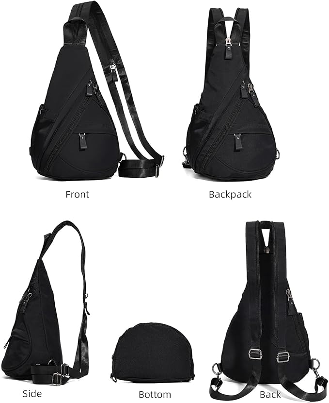 KL928 Nylon Sling Bag - Small Crossbody Backpack Shoulder Casual Daypack Multipurpose Rucksack for Men Women