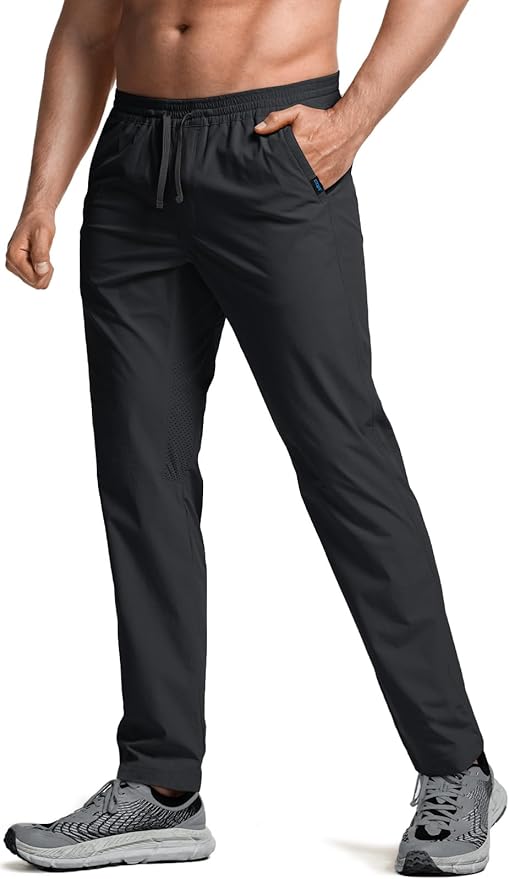 CQR Men's Lightweight Vent Hiking Pants, Water-Resistant & Breathable Sports Outdoor Athletic Pants with Elastic Waist