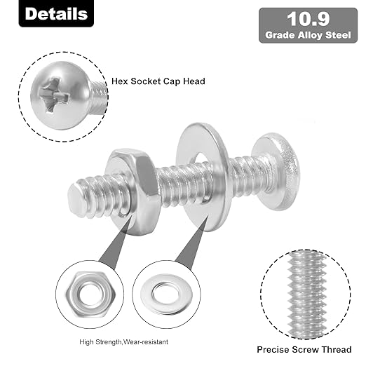405Pcs SAE Machine Screws Bolts Nuts and Flat Washers Assortment Kit, #4-40#6-32#8-32#10-24, 304 Stainless Steel Phillips Pan Head Bolts Hex Nuts Flat Washers Set Kit with Storage Case