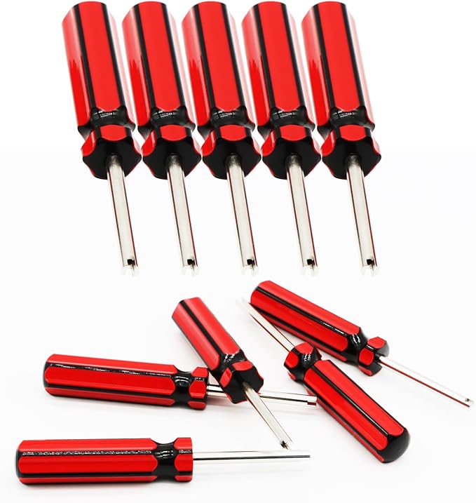 10 Pcs 6523339 Valve Core Removal Tool w/4 Tire Valve dust Cap Automotive Car Motorcycle Truck Bike Screwdriver Valve Stem Core Remover Tire Repair Install Tool