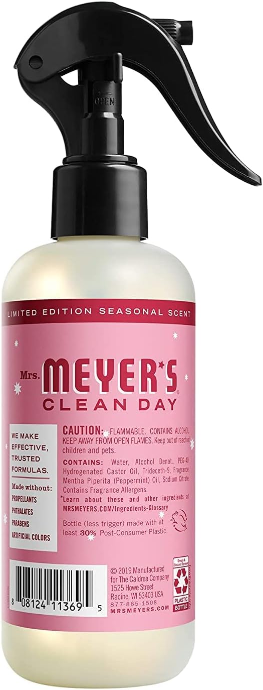 Mrs. Meyer's Room and Air Freshener Spray, Non-Aerosol Spray Bottle Infused with Essential Oils, Peppermint, 8 Fl Oz. (Pack of 6)