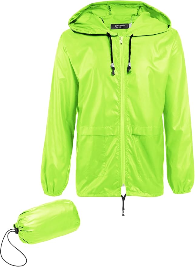 COOFANDY Mens Packable Rain Jacket Lightweight Waterproof Raincoat with Hood Outdoor Rain Gear Travel Hiking Cycling