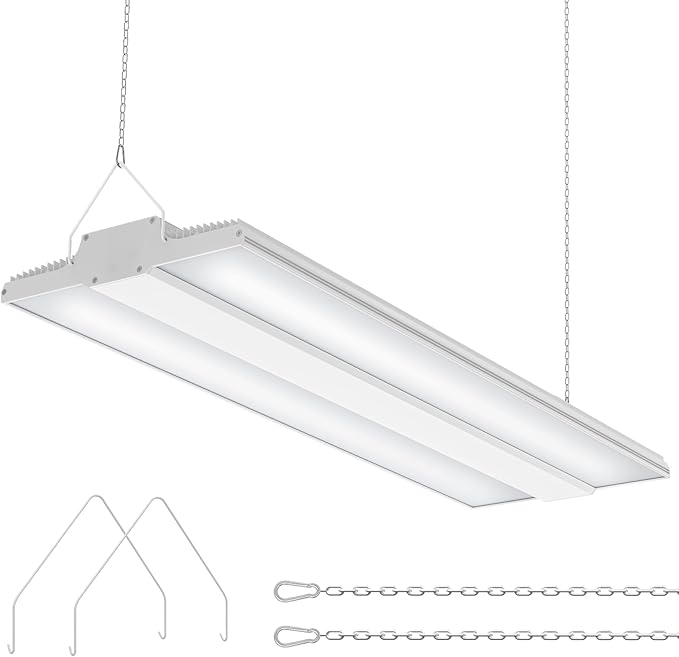 400W LED High Bay Shop Light 60,000LM, 2.2FT High Bay LED Warehouse Light UL DLC Listed Dimmable 0-10V, 5000K Linear Haning Shop Light Fixture, Commercial Bay Lighting for Factory Garage AC100-277V
