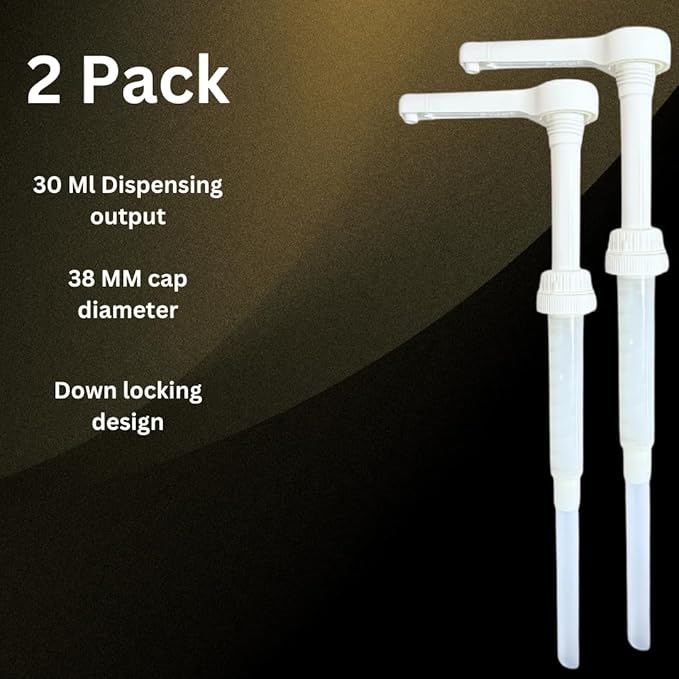 30ml Liquid Dispensing Pump, 38-400 Size, Press Down Lock, Gallon Pump Dispenser, Precise Dispensing of Liquids, Lotions & Creams (Pack of 2)