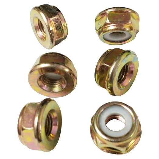Blade nut, M10 * 1.25 Left-Hand Threaded Flange nut Replacement Part, Used for Lawn Mower Cutting Machine Trimmer Accessories（6 PCS）