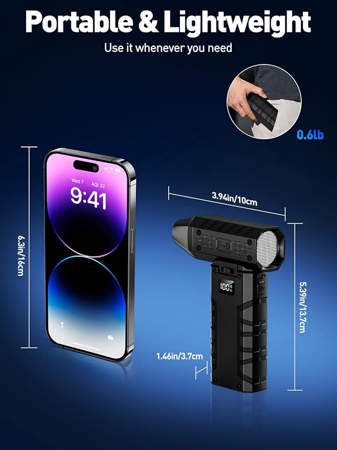 Compressed Air Duster 130000RPM Electric Duster with LED Light, 100 Gear Adjustable Rechargeable Cordless Air Blower Cleaning Tool for Keyboard,Electronic Devices,Car, Christmas Gifts for Men (Black)