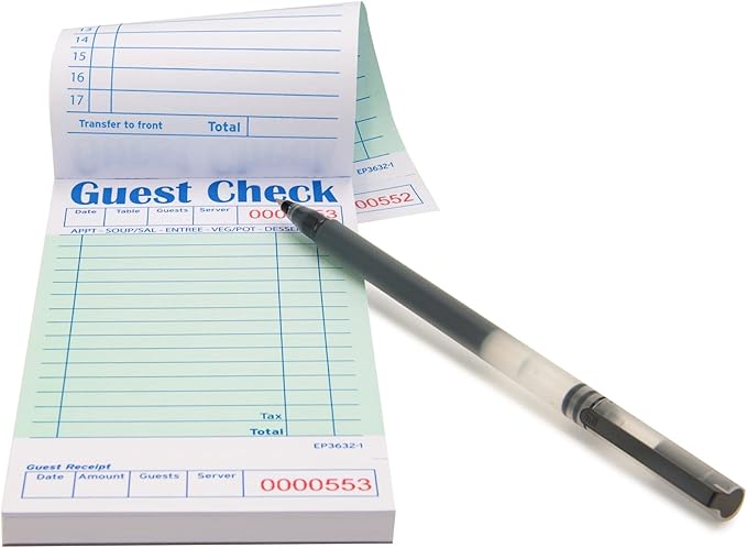 DGBDPACK Guest Checks Server Note Pads, 1000 Total Waitress Notepad for Restaurants (20 Books)