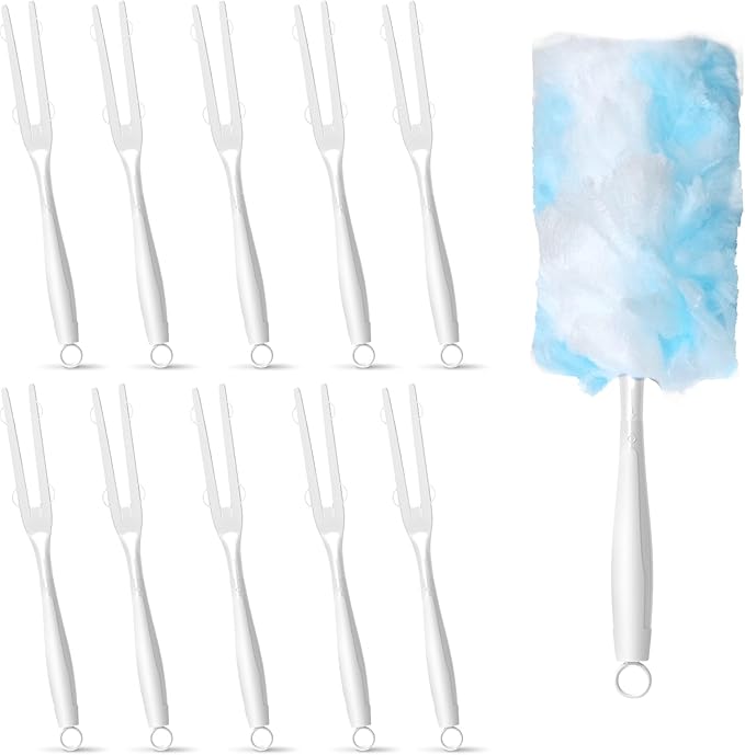 10PCS Duster Refills Folding Handles Set Compatible with Swiffer Dusters,Disposable Static Dust Removal Brush Handle for Dusting Electronics,Furniture,Blinds,Ceiling Fans (10, White)