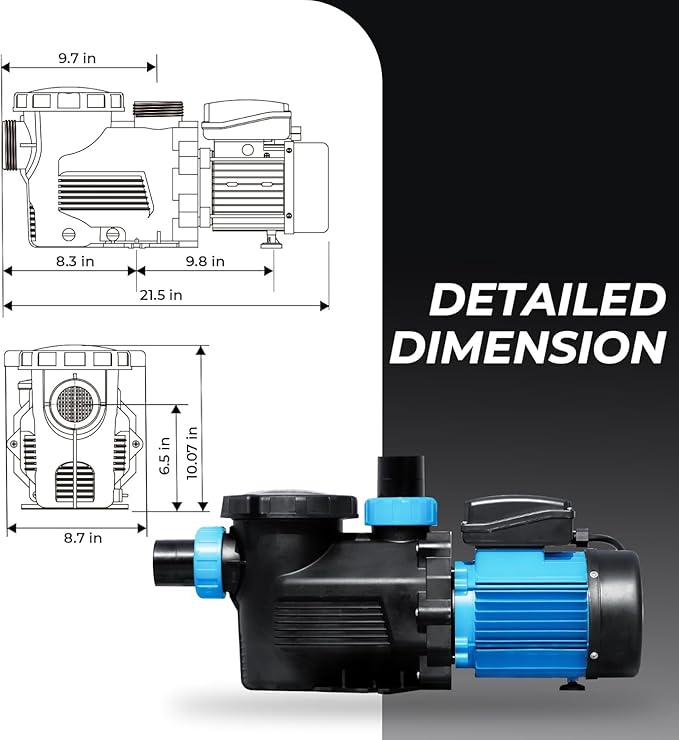 In/Above Ground Pool Pump, High Flow Powerful Self Priming Pool Pump with Timer,3 HP 8169 GPH 110V