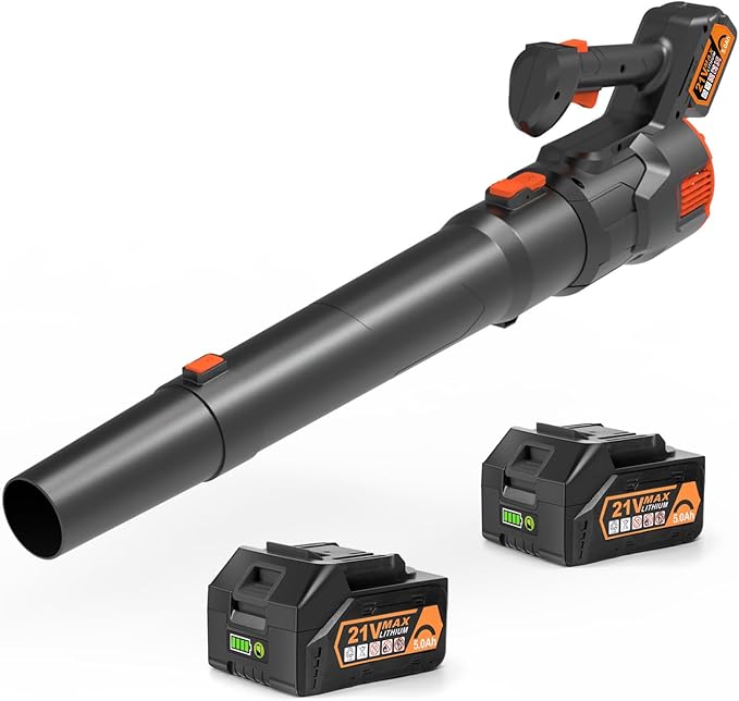 Cordless Leaf Blower - 500CFM Brushless Electric Blower with Battery Charger, 21V 2 Packs 5.0 Ah Battery for Lawn Care Yard Porch Driveway Patio Clean