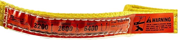 DD Sling. Multiple Sizes in Listing! (USA Made) 1" x 3', 2 Ply, Nylon Lifting Slings, Eye & Eye, Heavy Duty (900 Webbing), 3,200 lbs Vertical, 2,600 Choker, 6,400 Basket (USA Made Nylon) (1"x3')