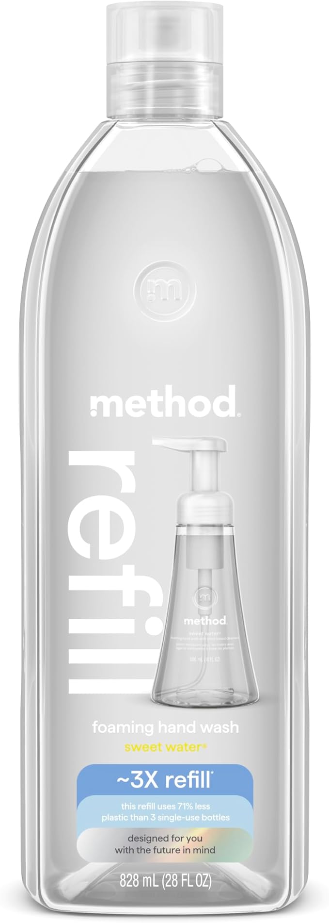 Method Foaming Hand Soap, Refill, Sweet Water, Recyclable Bottle, 28 oz, (Pack of 1) (Packaging May Vary)